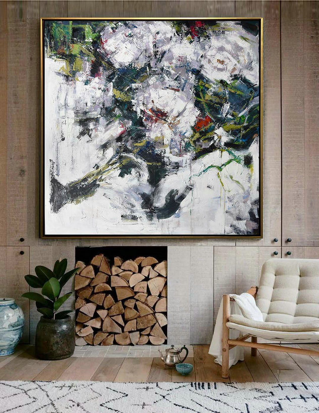 Oversized Abstract Flower Oil Painting,Custom Oil Painting #S7K9