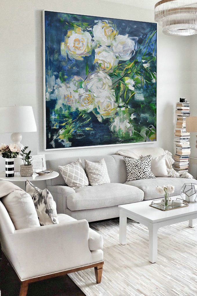 Abstract Flower Oil Painting Large Size Modern Wall Art,Oversized Art #M3O9