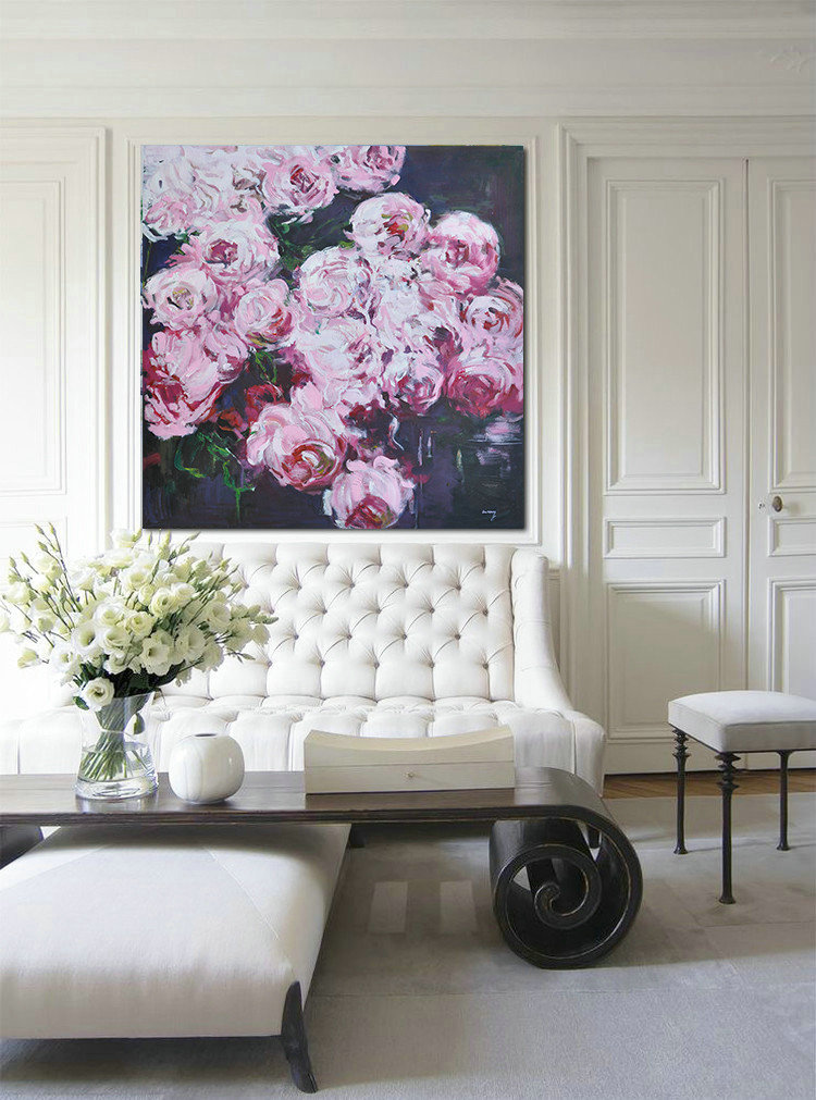 Abstract Flower Oil Painting Large Size Modern Wall Art,Contemporary Art Canvas Painting #K4S7 - Click Image to Close