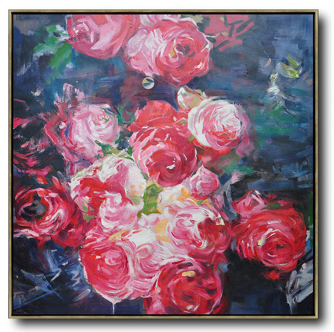 Abstract Flower Oil Painting Large Size Modern Wall Art,Textured Painting Canvas Art #J3X6