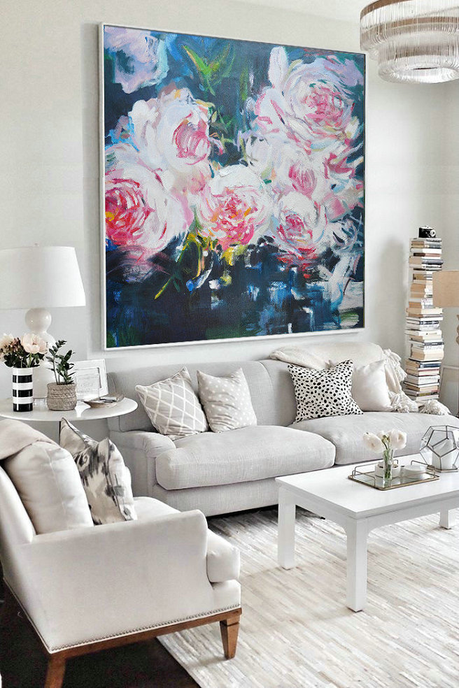 Abstract Flower Oil Painting Large Size Modern Wall Art,Hand Painted Acrylic Painting #M4O8