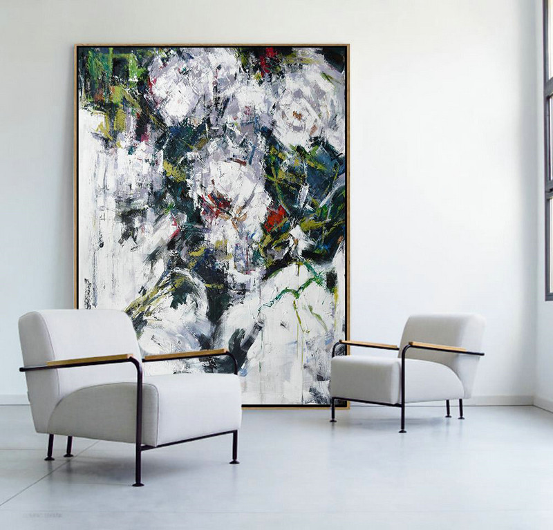 Oversized Abstract Flower Oil Painting,Abstract Painting For Home #Z4H3