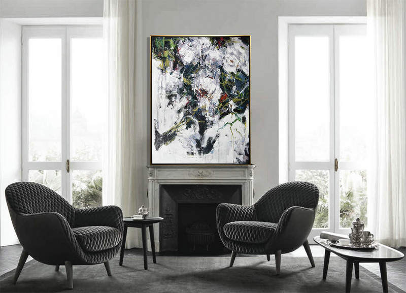 Oversized Abstract Flower Oil Painting,Abstract Painting For Home #Z4H3 - Click Image to Close